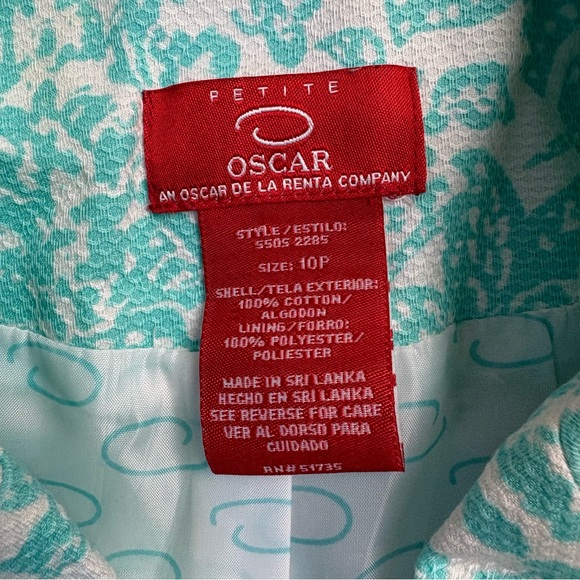 Oscar de la Renta Blue White Floral Blazer Jacket Old Money Women’s size 10P - Picture 10 of 13